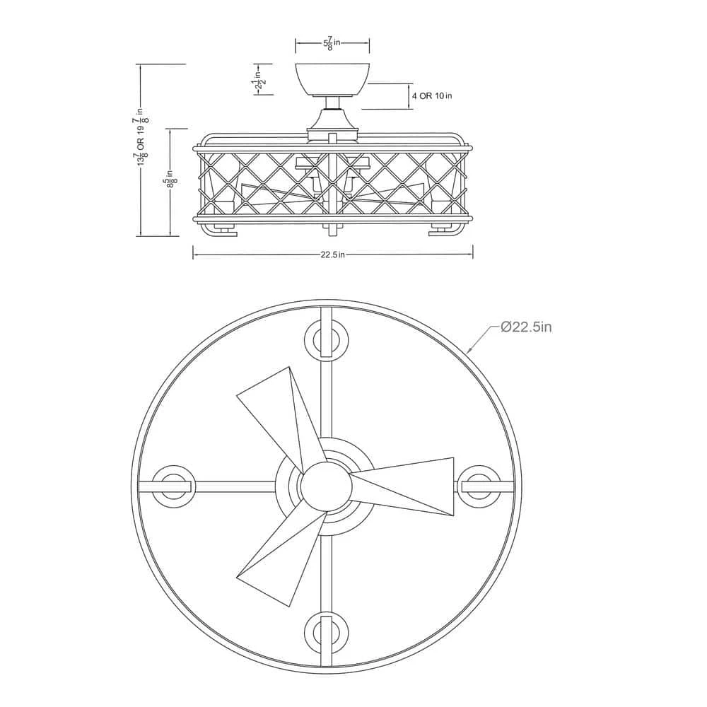 22.5 in. Indoor Matte Black Industrial Caged Ceiling Fan with Remote and Light Kit Included by Parrot Uncle - Image 3