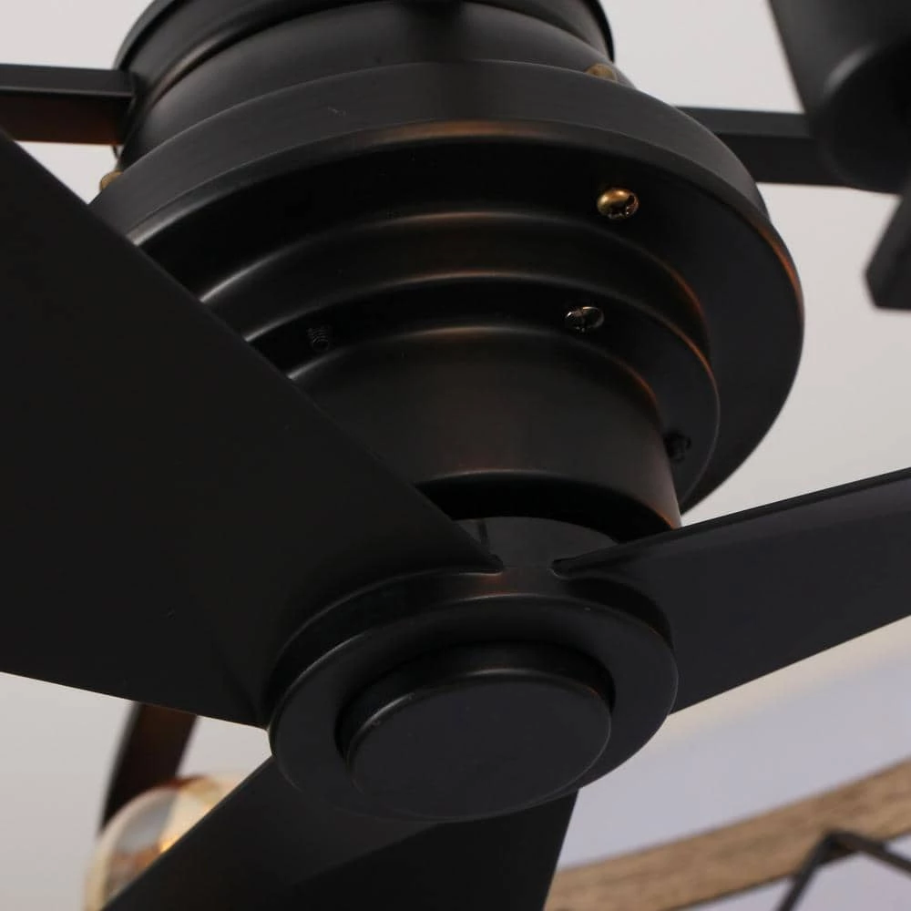 22.5 in. Indoor Matte Black Industrial Caged Ceiling Fan with Remote and Light Kit Included by Parrot Uncle - Image 7