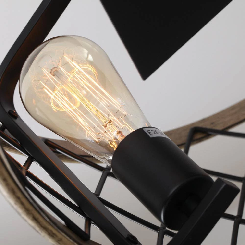 22.5 in. Indoor Matte Black Industrial Caged Ceiling Fan with Remote and Light Kit Included by Parrot Uncle - Image 8