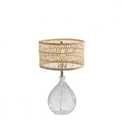 Cuba 23 in. Clear Glass and Rattan Teardrop Table Lamp by Adesso