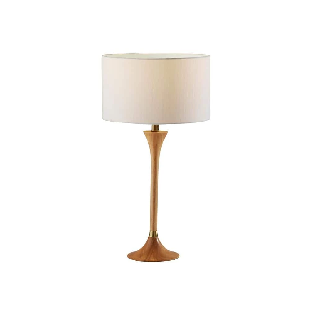 Rebecca 26 in. Natural Rubberwood with Antique Brass Accent Table Lamp by Adesso