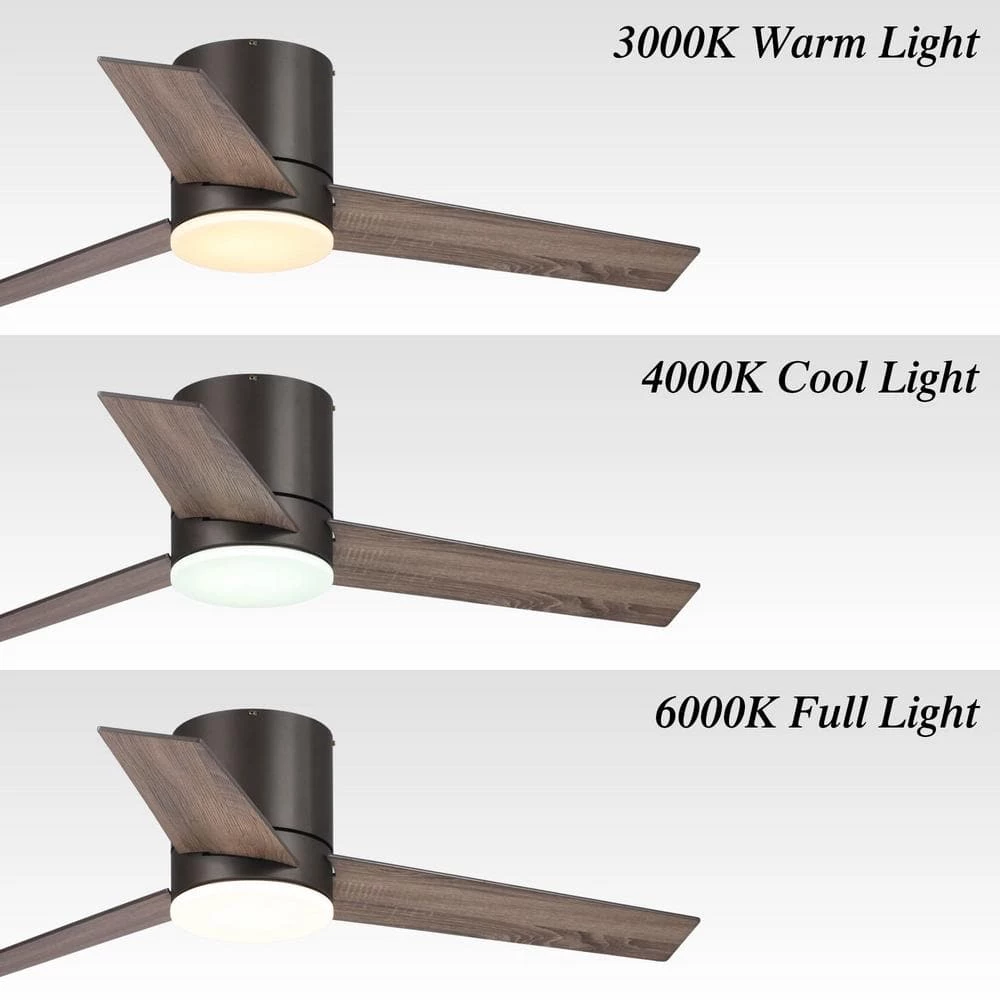 Kielah 48 in. LED Indoor/Outdoor New Bronze Flush Mount Chandelier Ceiling Fan with Light and Remote by Parrot Uncle - Image 5