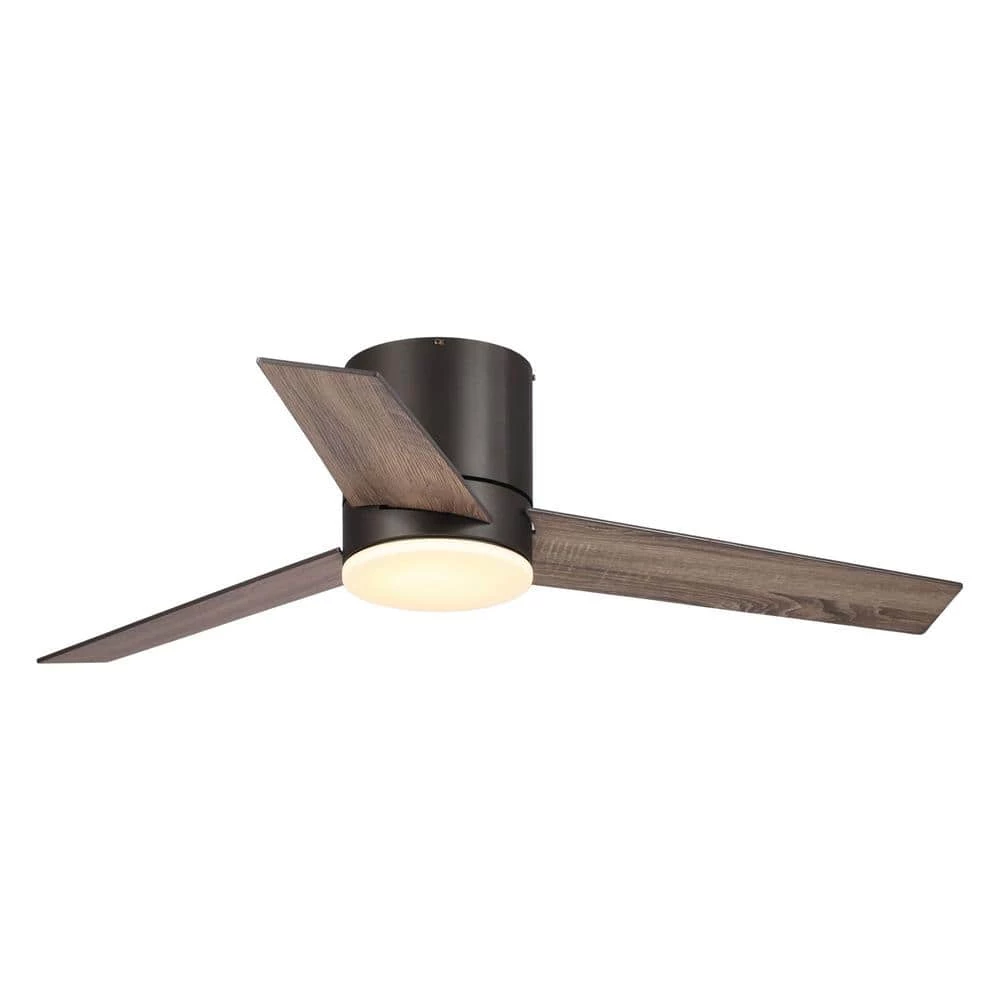 Kielah 48 in. LED Indoor/Outdoor New Bronze Flush Mount Chandelier Ceiling Fan with Light and Remote by Parrot Uncle