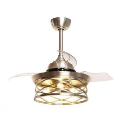 Malagrida 36 in. Indoor Nickel Down Rod Mount Chandelier Ceiling Fan with Light Kit and Remote Control by Parrot Uncle