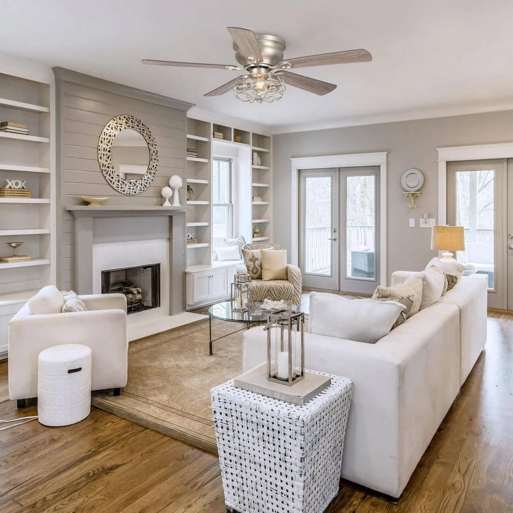 Thurber 48 in. Nickel Flush Mount Chandelier Ceiling Fan with Remote and Light Kit by Parrot Uncle - Image 8