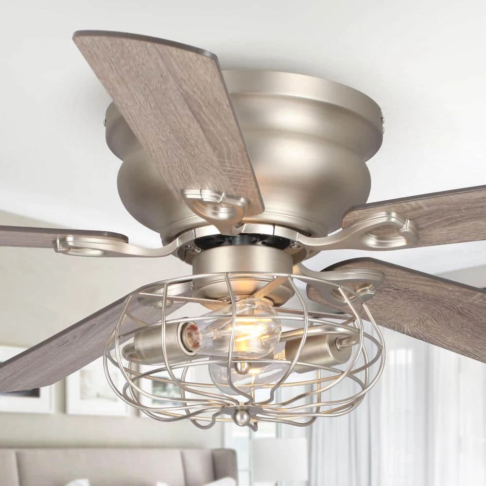 Thurber 48 in. Nickel Flush Mount Chandelier Ceiling Fan with Remote and Light Kit by Parrot Uncle - Image 5