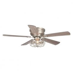 Thurber 48 in. Nickel Flush Mount Chandelier Ceiling Fan with Remote and Light Kit by Parrot Uncle