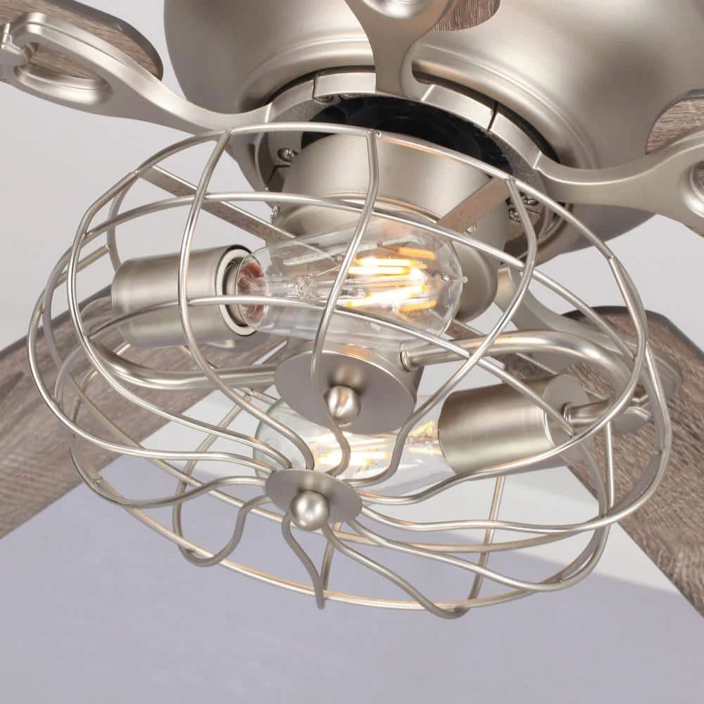 Thurber 48 in. Nickel Flush Mount Chandelier Ceiling Fan with Remote and Light Kit by Parrot Uncle - Image 6