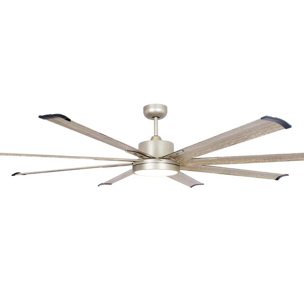 Bankston 72 in. Indoor/Outdoor Nickel Integrated LED Ceiling Fan with Remote Control and Light Kit Included by Parrot Uncle