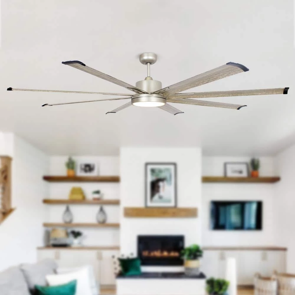 Bankston 72 in. Indoor/Outdoor Nickel Integrated LED Ceiling Fan with Remote Control and Light Kit Included by Parrot Uncle - Image 2
