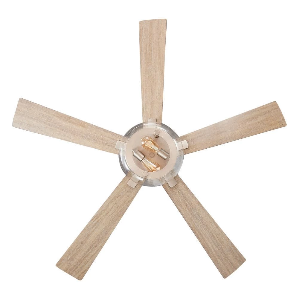 60 in. Indoor/Outdoor Nickel 5-Blade Glass Shade Ceiling Fan with Remote and Light Kit Included by Parrot Uncle - Image 5