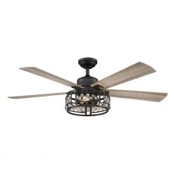 Divisadero 52 in. Indoor Oil Rubbed Bronze Crystal Chandelier Ceiling Fan With Remote and Light Kit Included by Parrot Uncle