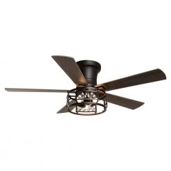 Divisadero 52 in. Indoor Oil Rubbed Bronze Flush Mount Ceiling Fan With Remote and Light Kit Included by Parrot Uncle