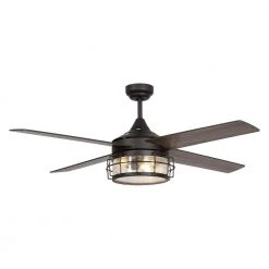 52 in. Indoor/Outdoor Oil Rubbed Bronze Downrod Mount Industrial Ceiling Fan with Light Kit and Remote by Parrot Uncle