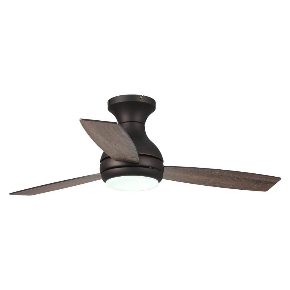 Beckette 48 in. Indoor/Outdoor Oil Rubbed Bronze Flush Mount LED Ceiling Fan with Light Kit and Remote Control by Parrot Uncle - Image 3