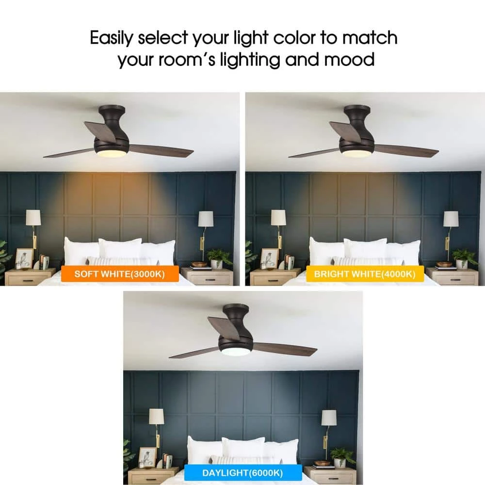 Beckette 48 in. Indoor/Outdoor Oil Rubbed Bronze Flush Mount LED Ceiling Fan with Light Kit and Remote Control by Parrot Uncle - Image 6