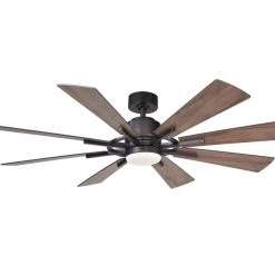 Oretha 60 in. Indoor/Outdoor Windmill 8-Blade LED Oil-Rubbed Bronze Ceiling Fan with Remote and Light Included by Parrot Uncle