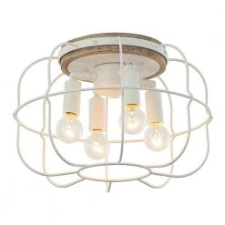 12 in. 4-Light Pure White Flush Mount Ceiling Light Fixture with Metal Open Shade by Parrot Uncle