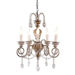 Samiyah 5-Light Rustic Gold Crystal Chandelier by Parrot Uncle