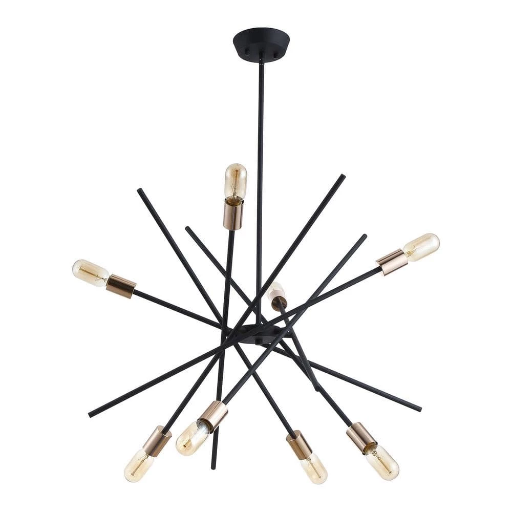 Shadybrook 8-Light Sand Black and Golden Sputnik Sphere Chandelier by Parrot Uncle - Image 4