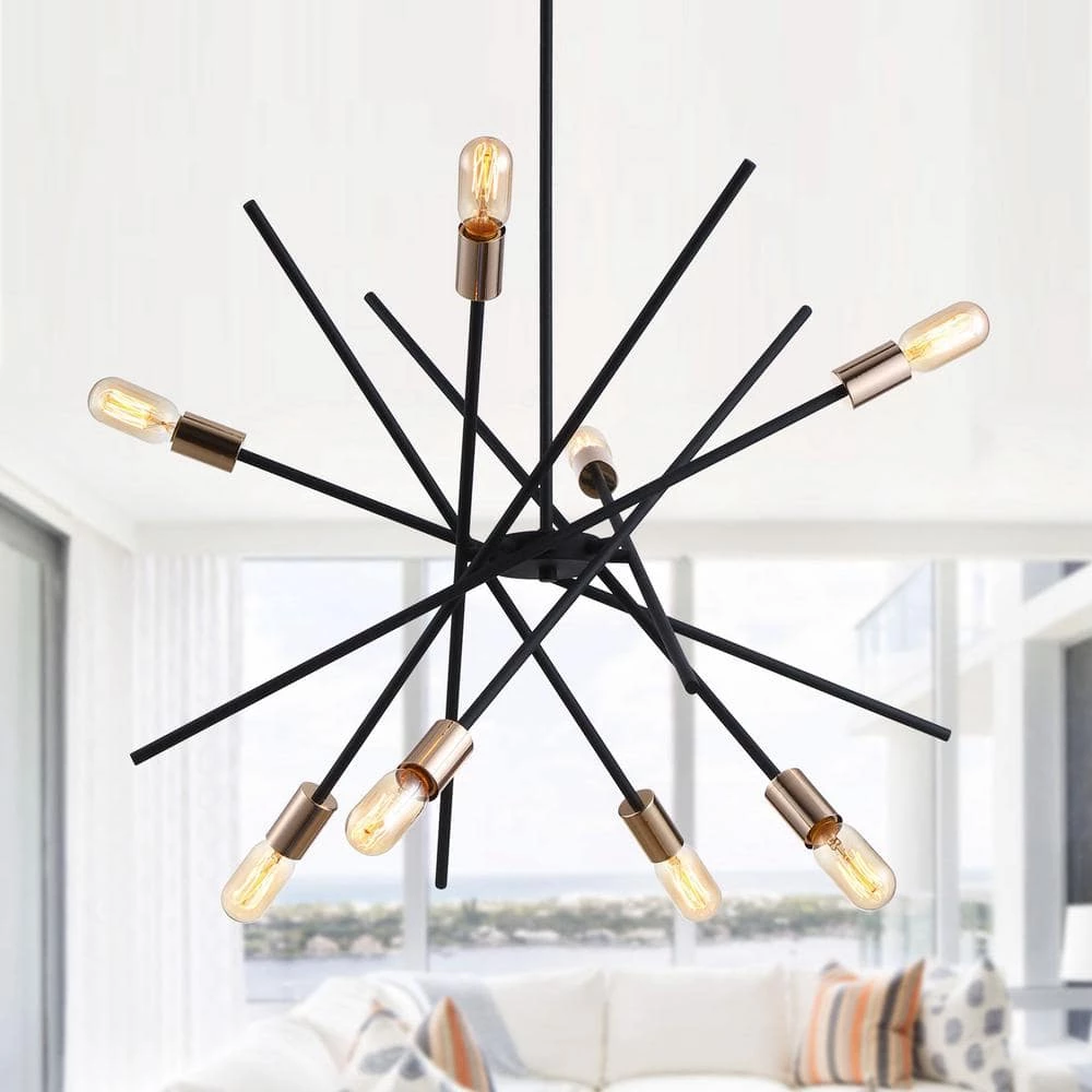 Shadybrook 8-Light Sand Black and Golden Sputnik Sphere Chandelier by Parrot Uncle - Image 3