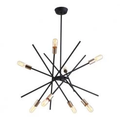 Shadybrook 8-Light Sand Black and Golden Sputnik Sphere Chandelier by Parrot Uncle