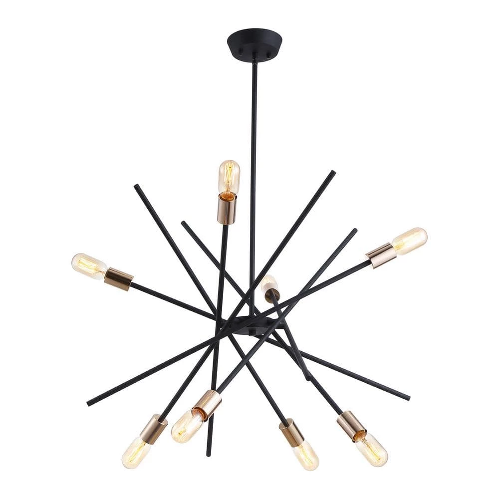 Shadybrook 8-Light Sand Black and Golden Sputnik Sphere Chandelier by Parrot Uncle