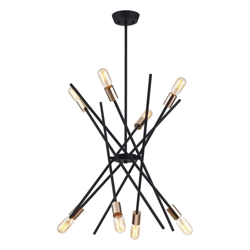 Shadybrook 8-Light Sand Black and Golden Sputnik Sphere Chandelier by Parrot Uncle - Image 2
