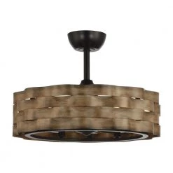 25.6 in Indoor Sand Black Farmhouse Wood Chandelier Ceiling Fan with Remote and Light Kit by Parrot Uncle