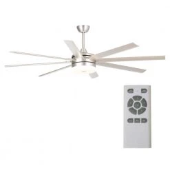 Kingsgrove 70 in. Integrated LED Indoor/Outdoor Satin Nickel Ceiling Fan with Light and Remote by Parrot Uncle