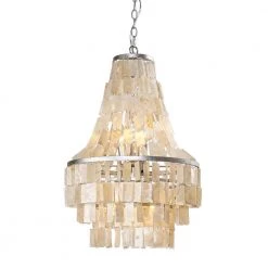 Icarus 6-Light Coastal Style Natural Shells Tiered Chandelier by Parrot Uncle