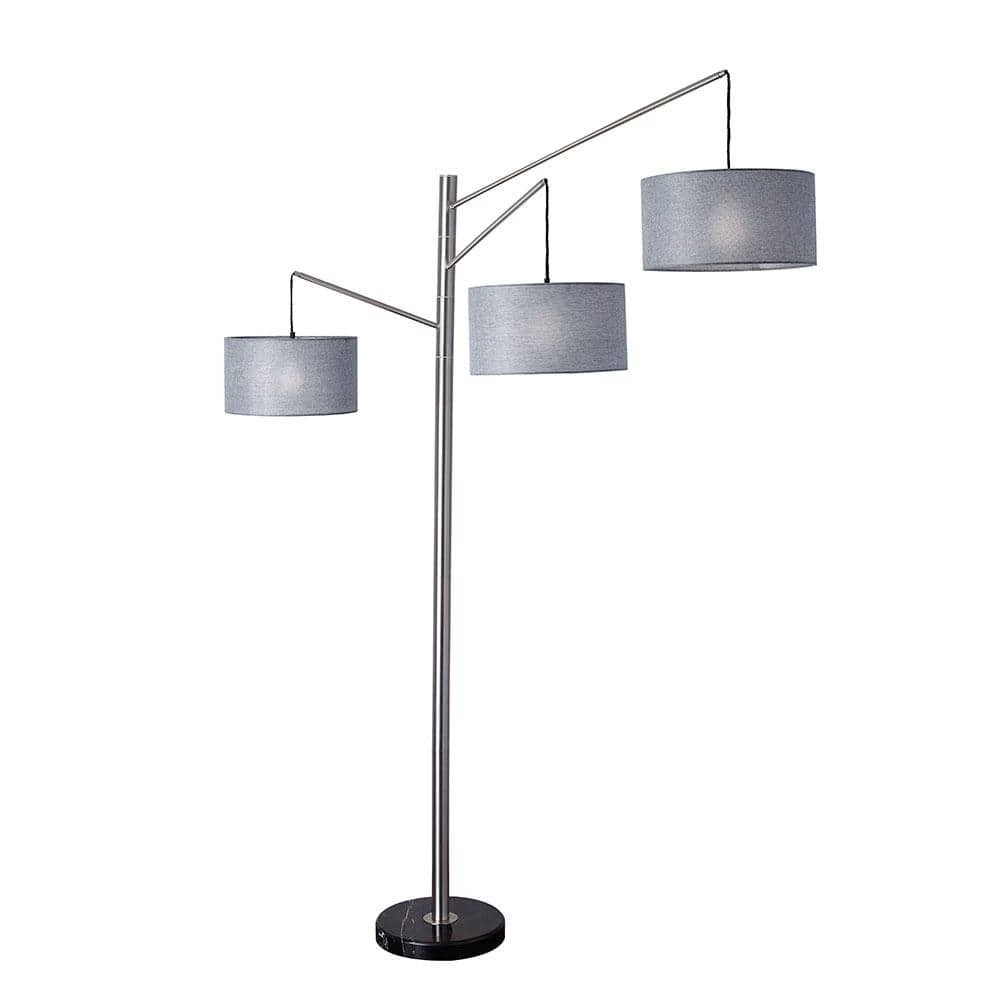 Wellington 91 in. Satin Steel Arc Lamp by Adesso