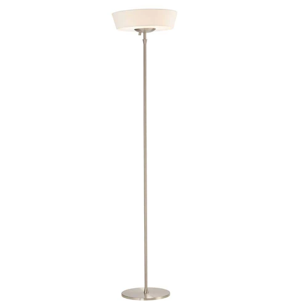 Harper 71 in. Satin Steel Floor Lamp with White Shade by Adesso