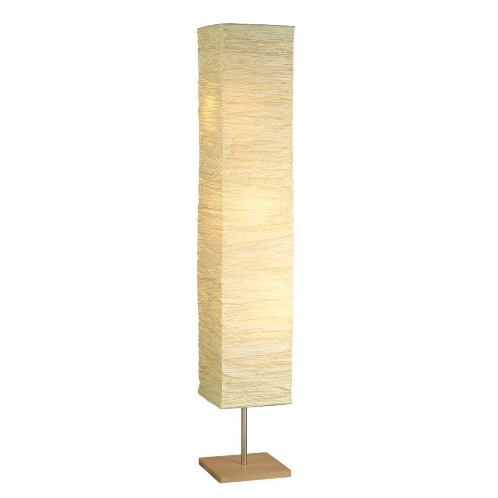 Dune 58 in. Satin Steel/Natural Wood Floor Lamp by Adesso