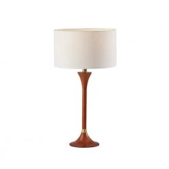 Rebecca 26 in. Walnut Rubberwood with Antique Brass Accent Table Lamp by Adesso