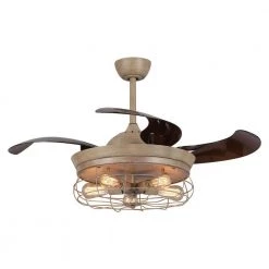 Benally 46 in. Indoor Bronze Downrod Mount Retractable Ceiling Fan with Light Kit and Remote Control by Parrot Uncle