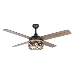 Mirelle 52 in. Indoor Wood Down Rod Mounting Ceiling Fan with Light Kit and Remote by Parrot Uncle
