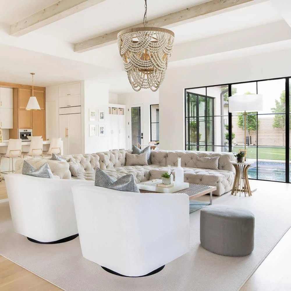 Hatfield 4-Light Bohemia Style Natural Wood Beaded Tiered Chandelier by Parrot Uncle - Image 8