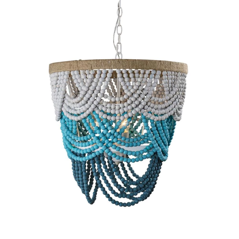 Hatfield 4-Light Bohemia Style Ombre Wood Beaded Tiered Chandelier by Parrot Uncle