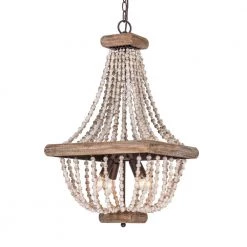 Regas 4-Light Wood Bead Candle Style Chandelier by Parrot Uncle