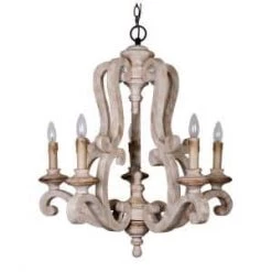 Bella 5-Light Wood Accent Candle Style Empire Chandelier by Parrot Uncle